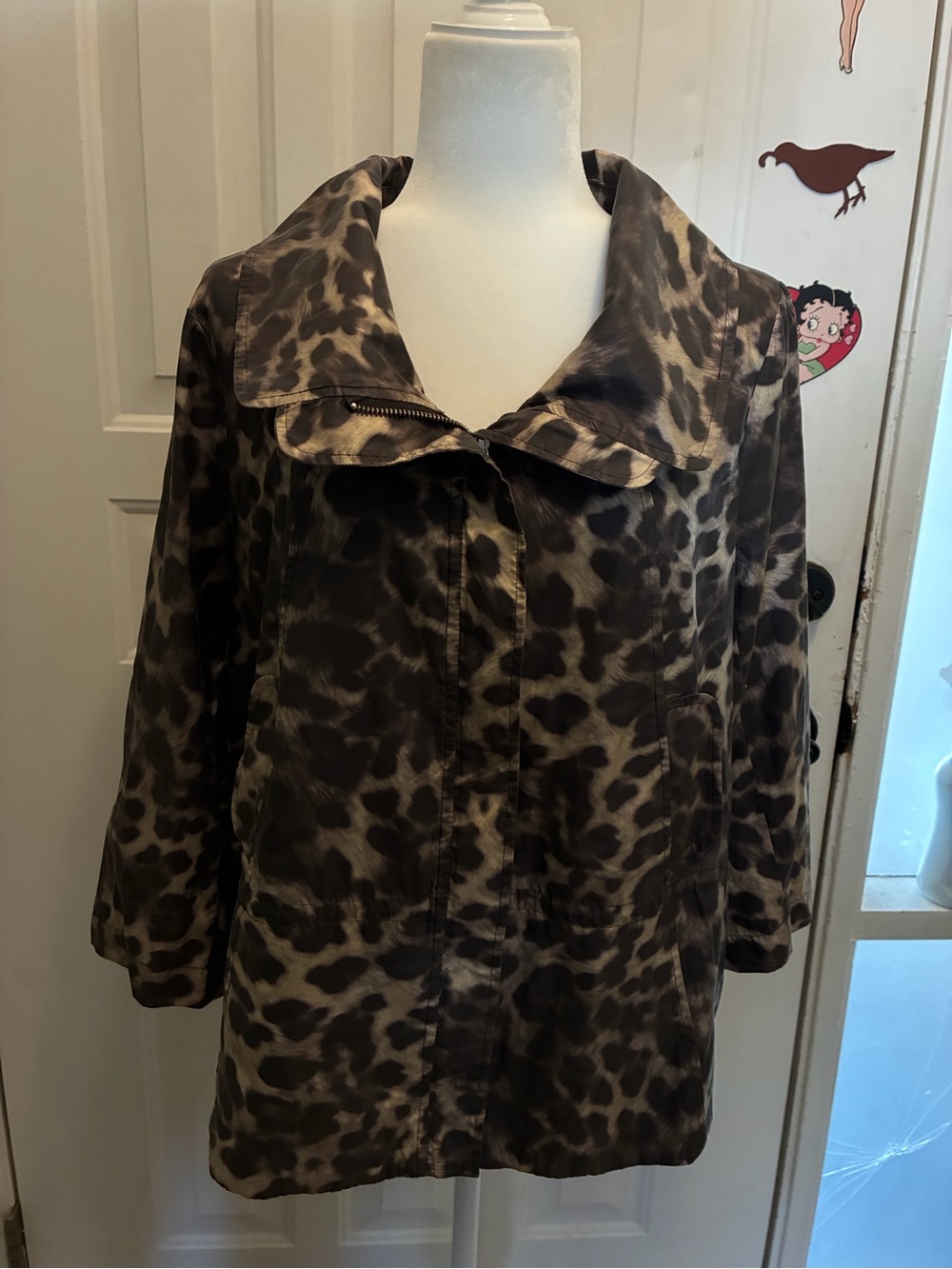 Peck & Peck Weekend Neutral Leopard Zip Jacket